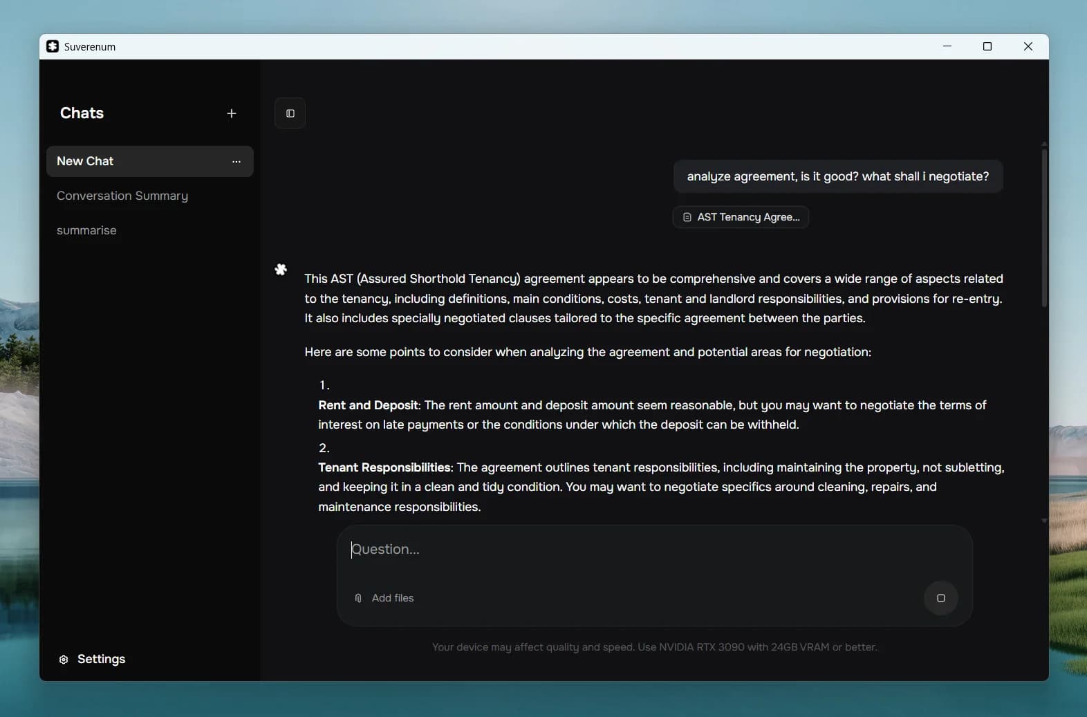 Suverenum app screenshot